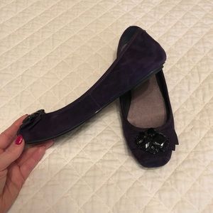 Plum embellished flats